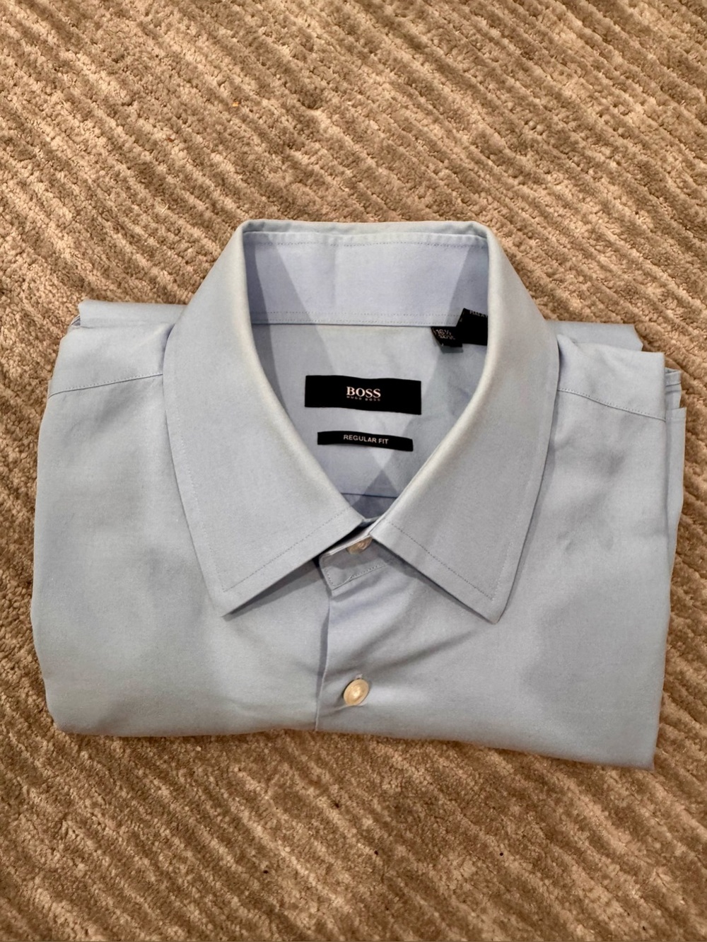 HUGO BOSS Men's Light Blue Regular Fit Dress Shirt